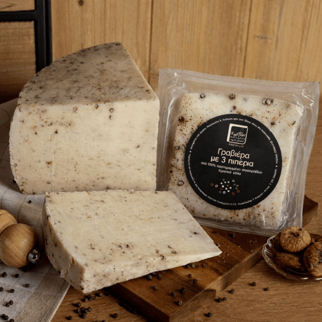 Cretan Graviera with Three Peppers – 3 - Month Aged Sheep & Goat Cheese from Crete (200g) - Greek Flavours