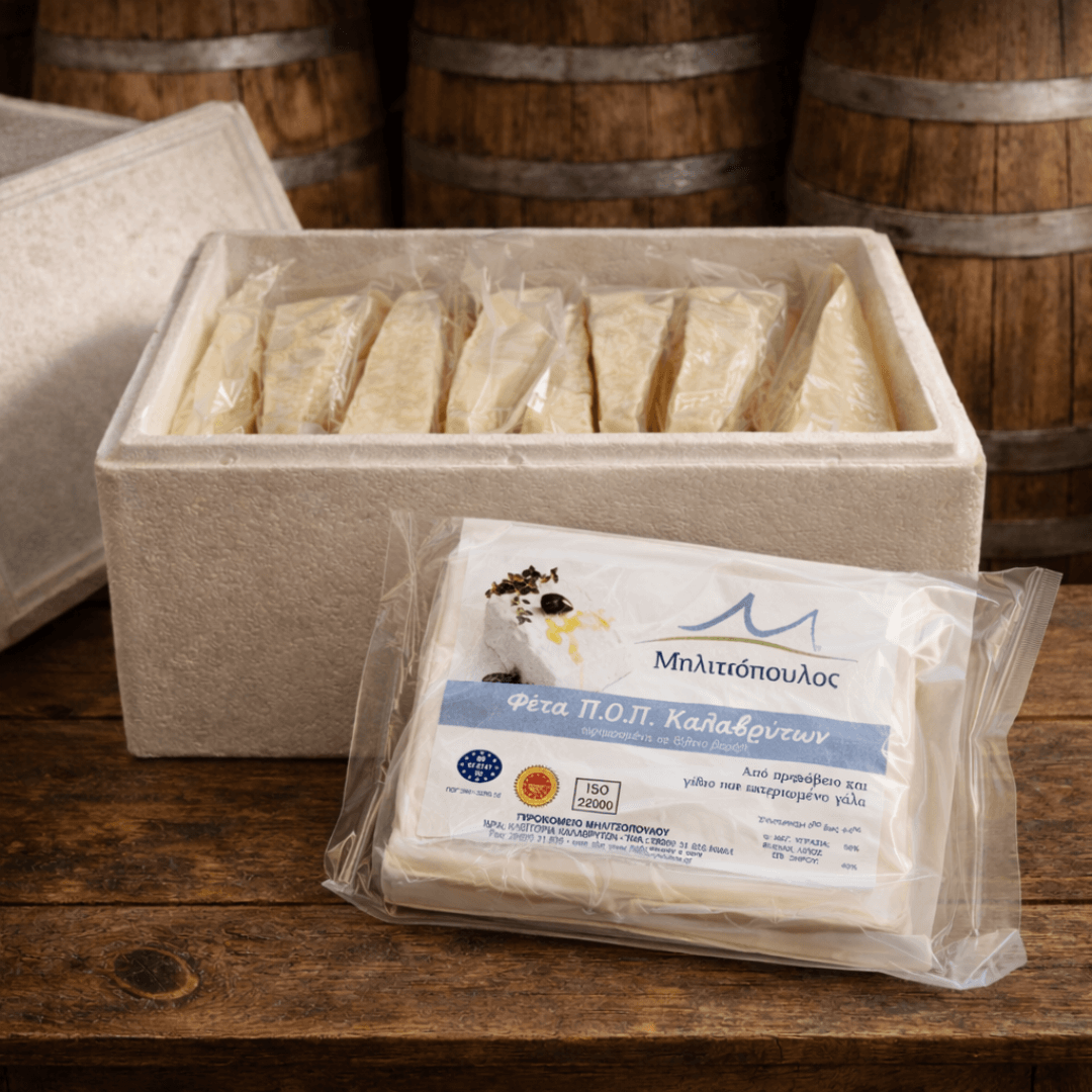 Feta PDO “Kalavryta Mountain Reserve” – Premium Oak Barrel - Aged Greek Cheese | Peloponnese (≈600g) - Greek Flavours
