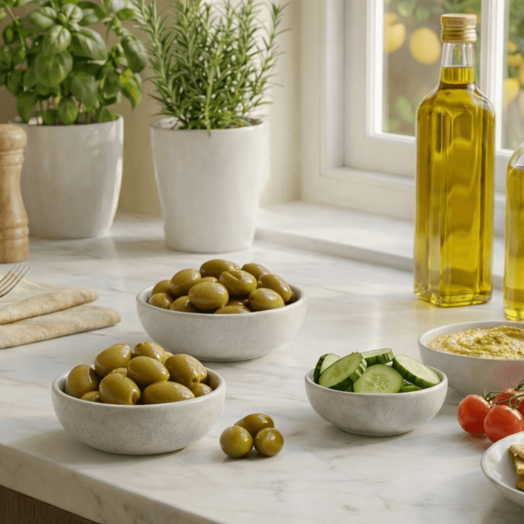 Hand - Picked Agrinio Green Olives | Crunchy, No Added Preservatives (3x250g) - Greek Flavours