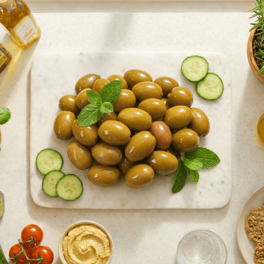 Hand - Picked Agrinio Green Olives | Crunchy, No Added Preservatives (3x250g) - Greek Flavours