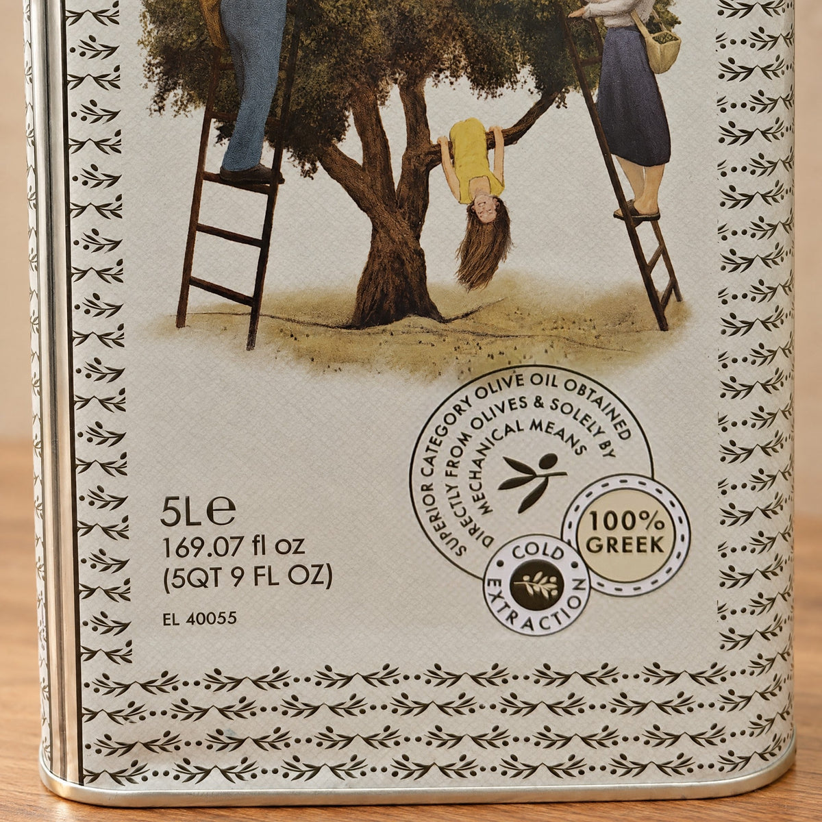 Front of the Sparta Gold 5L tin: cold extraction, 100% Greek