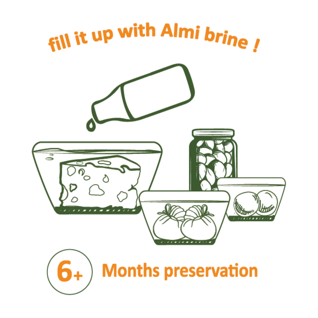 Almi Brine for Preservation of Feta, Cheese, Olives, Pickles - 1L - Greek Flavours