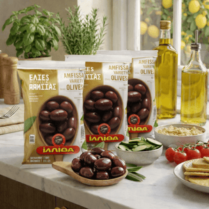 Amfissa Black Olives – hand - picked | Perfect for salads, mezze & Greek dishes (3x250g) - Greek Flavours