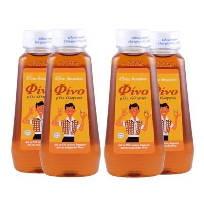 Attiki Fino Greek Forest Honey – smooth everyday honey in squeeze tubes | 4×470g - Greek Flavours