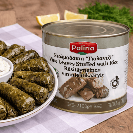 Authentic Greek Dolmadakia: Hand - Rolled Vine Leaves Stuffed with Herbed Rice (Maxi Pack, 2.1kg) - Greek Flavours