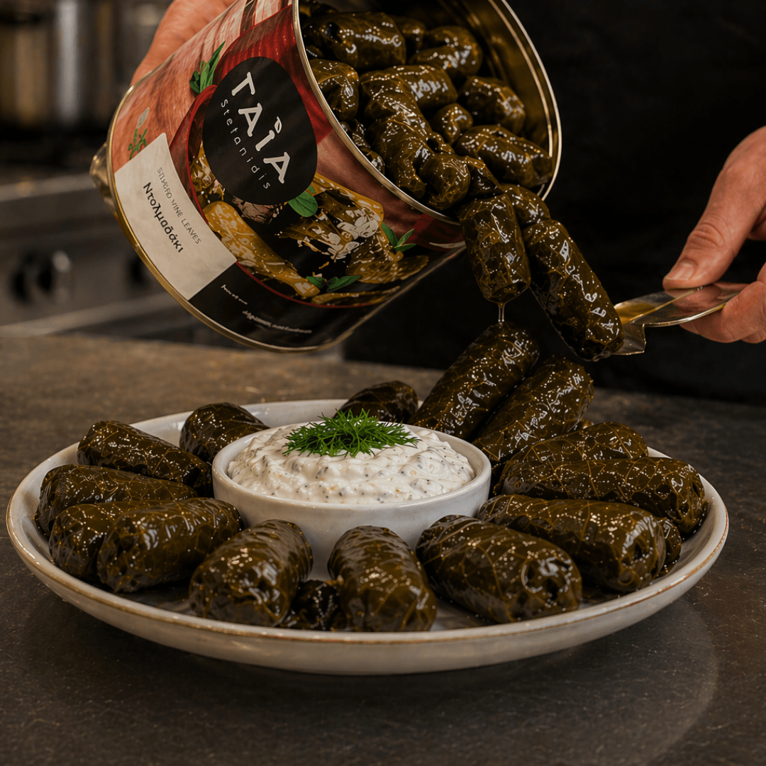 Authentic Greek Dolmadakia: Tender Vine Leaves Stuffed with Rice & Herbs (2kg Bulk Tin – HoReCa Grade) - Greek Flavours