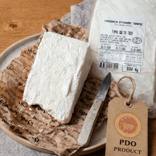 Barrel - Aged Feta PDO “Erymanthos Reserve” – Mountain Arcadia, Wooden Barrel Matured 3 Months, Rich & Authentic (≈500g) - Greek Flavours