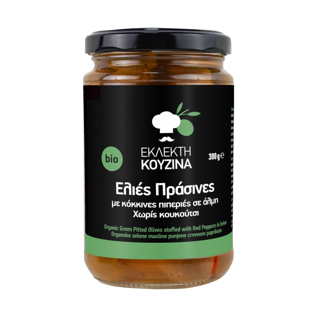 Griechisch-Lebensmittel-Griechische-Produkte-bio-grüne-oliven-mit-paprika-300g