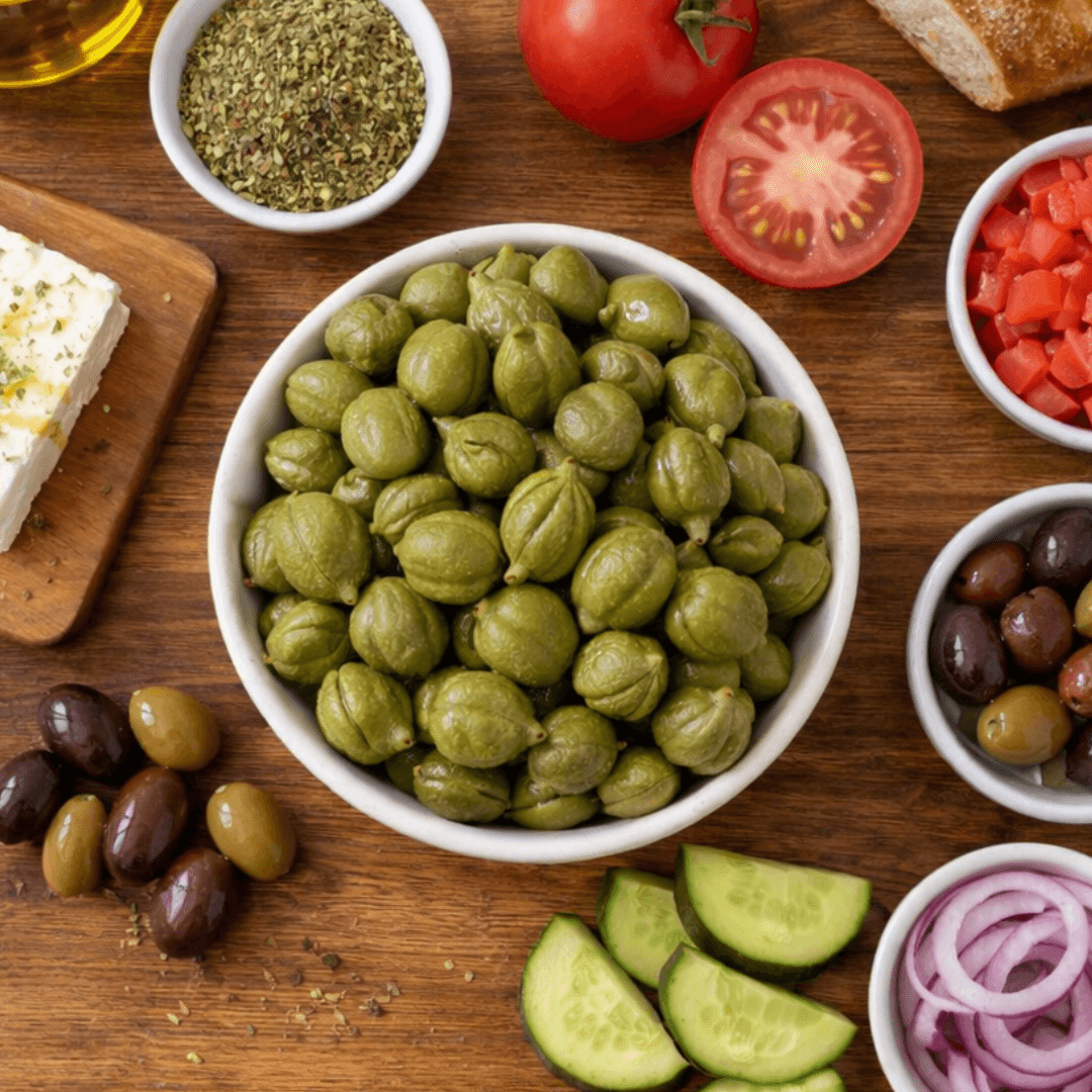 Caper Flowers in Brine & Vinegar – Hand - Picked Mediterranean Capers (105g Jar) - Greek Flavours