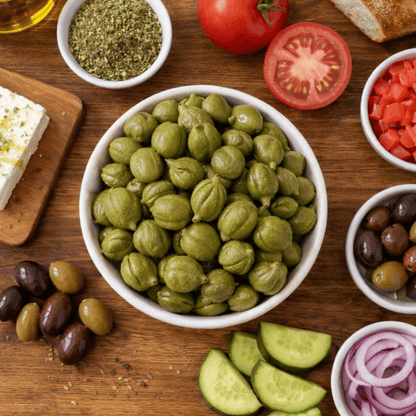 Caper Flowers in Brine & Vinegar – Hand - Picked Mediterranean Capers (105g Jar) - Greek Flavours