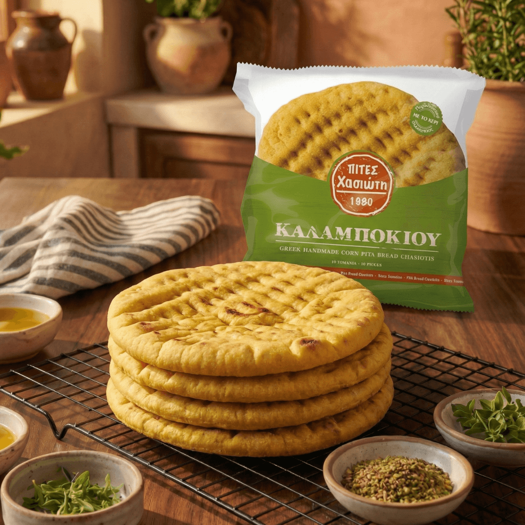 Corn Flour Greek Pita – 10 Soft Rounds (16 cm) | Vegan - Friendly - Greek Flavours