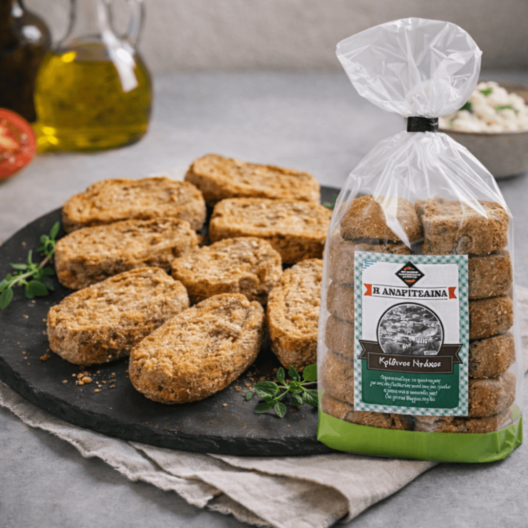 Cretan Dakos Rusks – Traditional Wholegrain Barley Rusks from Crete (600g) - Greek Flavours