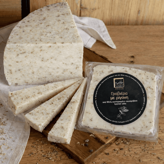 Cretan Graviera with Oregano – The Cretan Cheese for Burgers, Pizza & Grilling (200g) - Greek Flavours
