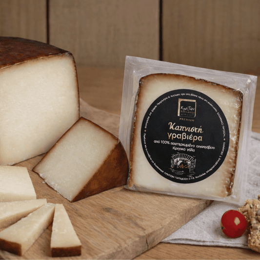 Cretan Smoked Graviera – Traditional Smoked Sheep & Goat Cheese from Crete (200g) - Greek Flavours