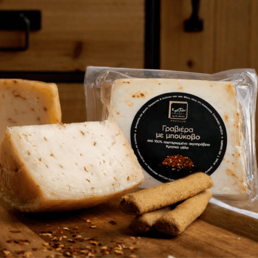 Cretan Spicy Graviera with Chili – Spicy Sheep & Goat Cheese from Crete (200g) - Greek Flavours