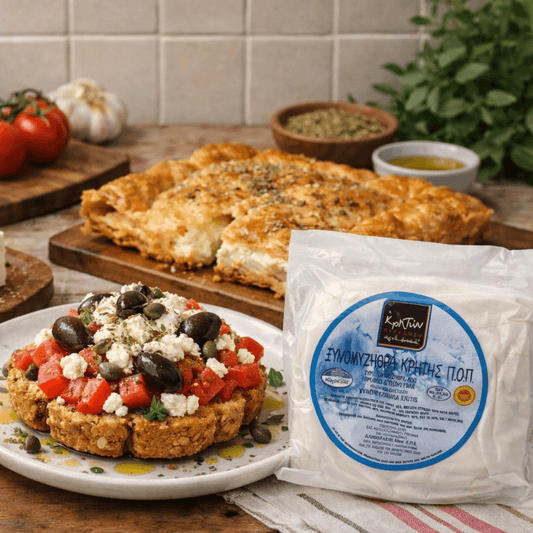 Cretan Xynomyzithra PDO – Fresh Cheese for Dakos, Summer Salads & Savoury Pies (350g) - Greek Flavours