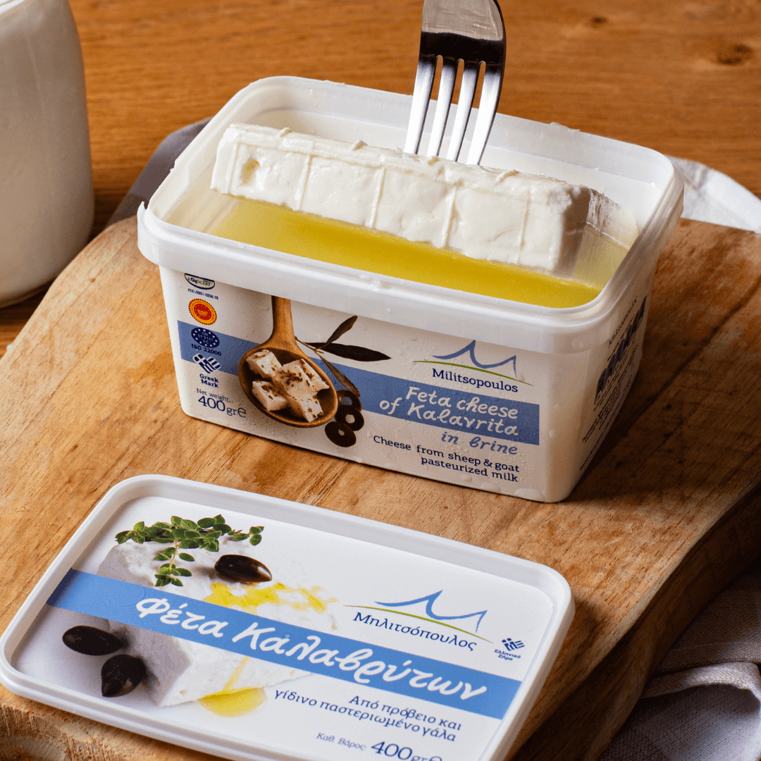 Feta PDO Kalavryta in Brine 400g – Artisanal Mountain Cut (2x200g) - Greek Flavours