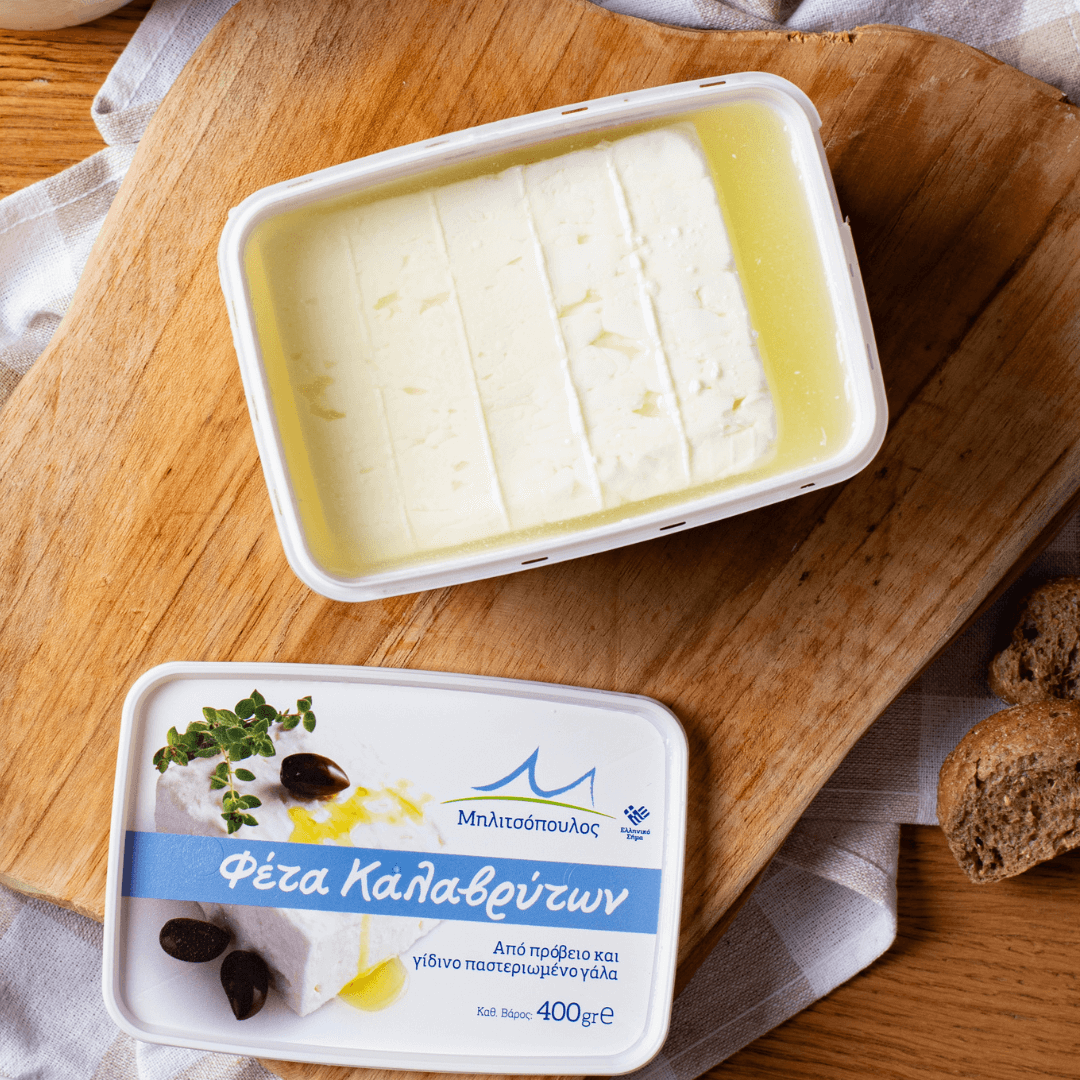 Feta PDO Kalavryta in Brine 400g – Artisanal Mountain Cut (2x200g) - Greek Flavours