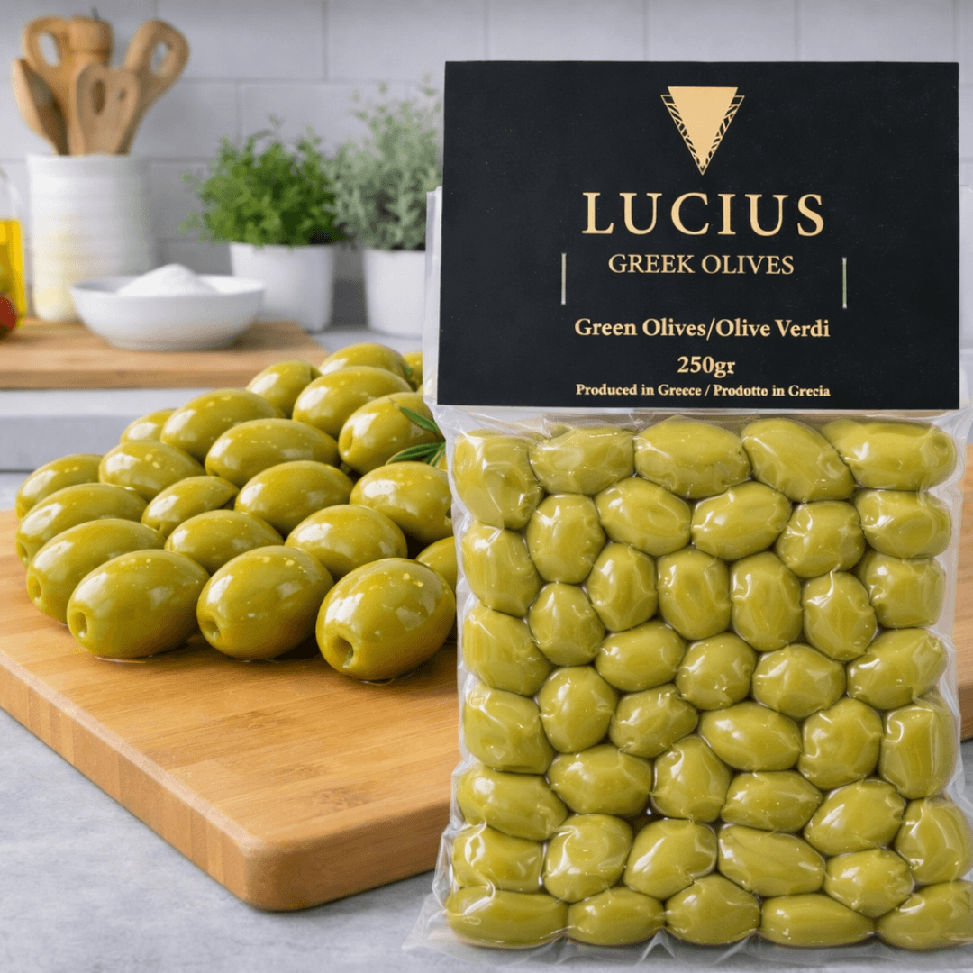 Giant Green Olives from Chalkidiki – Crisp & Naturally Brined Greek Olives (250g) - Greek Flavours