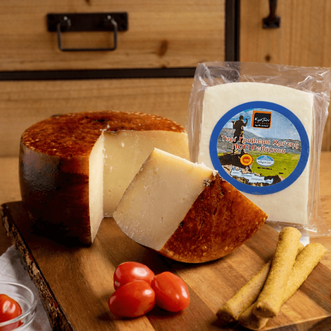 Graviera Kritis PDO – Traditional Aged Cretan Cheese from Rethymno (Sheep & Goat Milk) – 220g - Greek Flavours