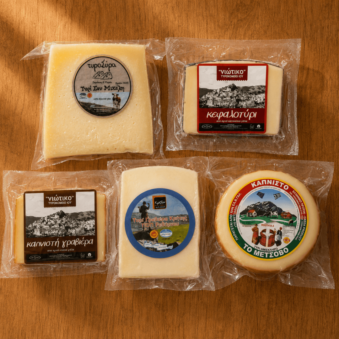 Greek Cheese Board – Five Aged Cheeses from Across Greece (approx. 1.1kg) - Greek Flavours