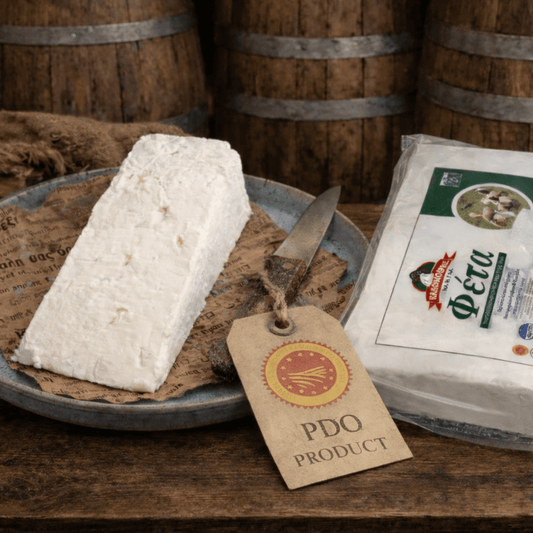 Greek Feta PDO “Pyrgos Reserve” Barrel - Aged in Wooden Barrels – Rich & Tangy | Peloponnese (≈500g) - Greek Flavours