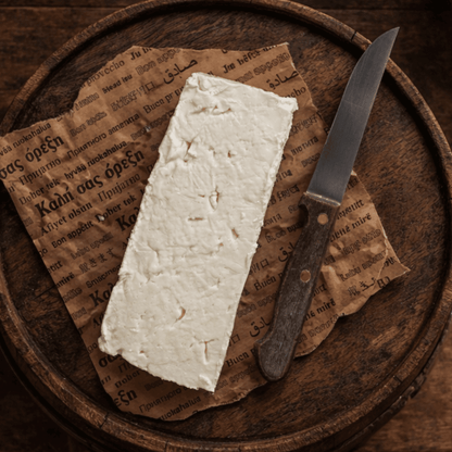 Greek Feta PDO “Pyrgos Reserve” Barrel - Aged in Wooden Barrels – Rich & Tangy | Peloponnese (≈500g) - Greek Flavours