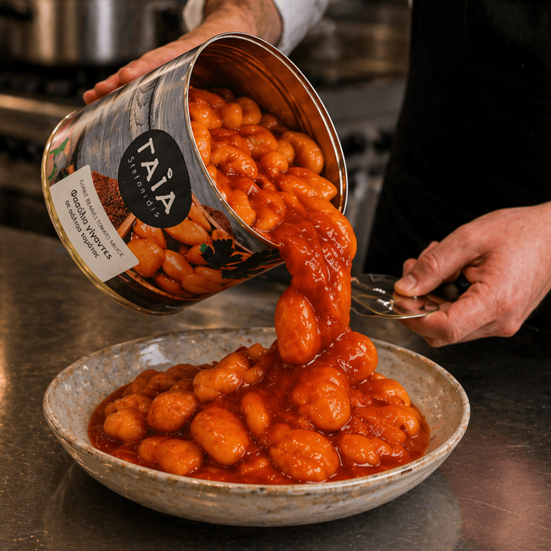 Greek Gigantes Plaki in Tomato Sauce – 2kg Catering Tin: Authentic Giant Beans for Foodservice - Greek Flavours