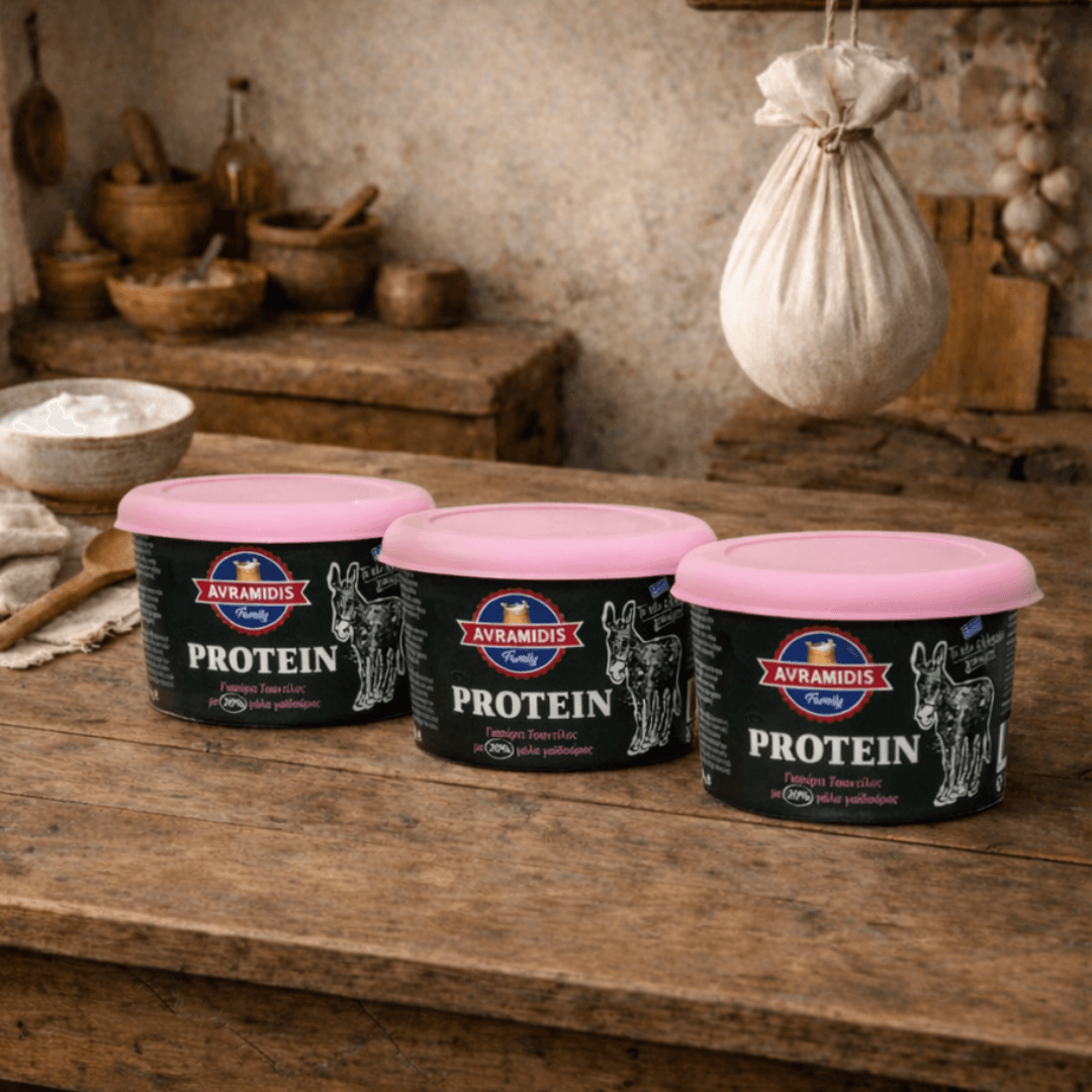 Greek Protein “Tsantilas” Yogurt with 20% Organic Donkey Milk – Naturally Strained, High Protein, Ultra Creamy (3x180g) - Greek Flavours