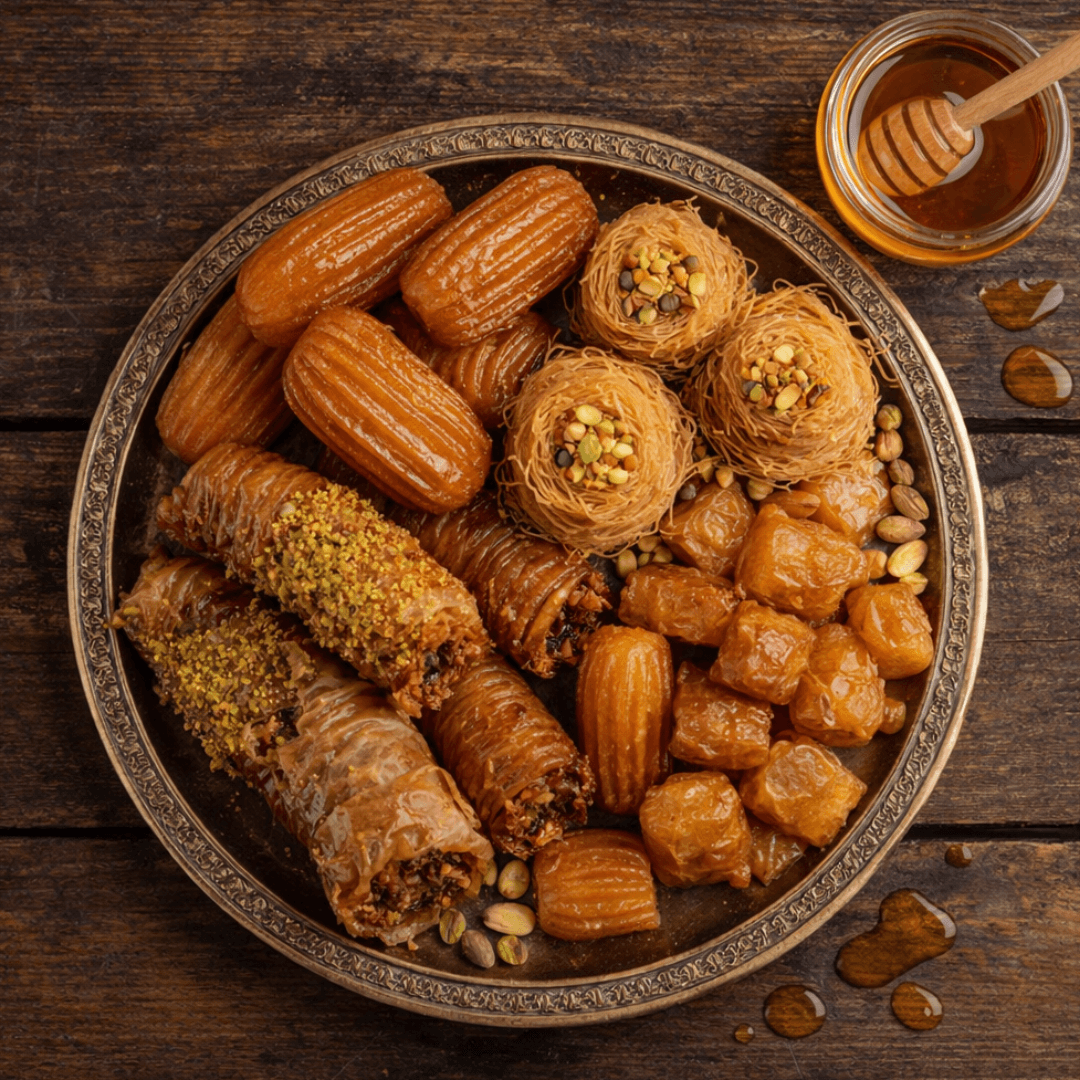 Greek Syrupy Pastry Selection – Traditional Sweet Treats Bundle, 8 Single Portions (~1.9kg) - Greek Flavours