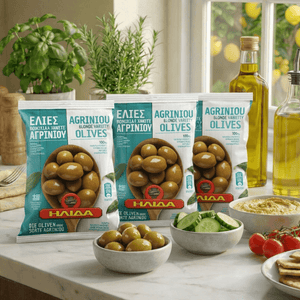 Hand - Picked Agrinio Green Olives | Crunchy, No Added Preservatives (3x250g) - Greek Flavours