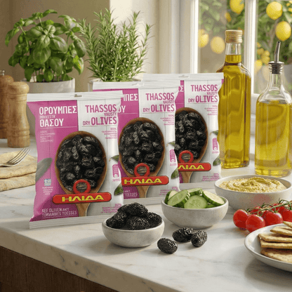 Hand - Picked Throuba Olives from Thasos – Naturally Cured Greek Elegance (3×200g) - Greek Flavours