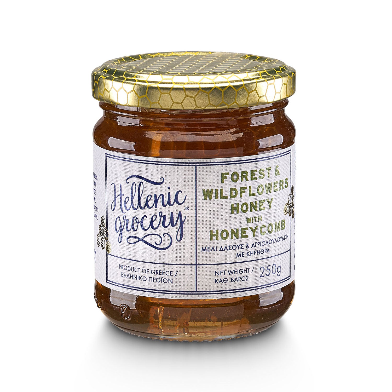 Forest and Wildflowers Honey with Honeycomb - 250g - Hellenic Grocery