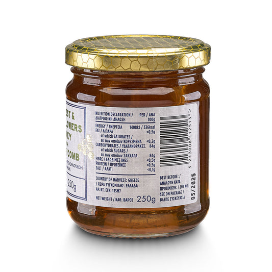 Griechische-Lebensmittel-Griechische-Produkte-wald-und-wildblumen-honig-mit-waben-250g-hellenic-grocery