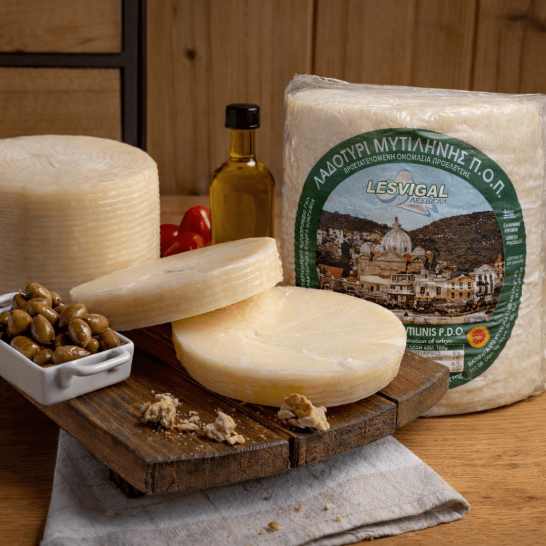 Ladotyri Mytilinis PDO - Traditional Olive Oil - Matured Greek Cheese (Whole Wheel, approx. 1.2kg) - Greek Flavours