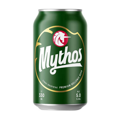 EDITION LIMITEE - Canette de bière Mythos 12x330ml + 2 verres