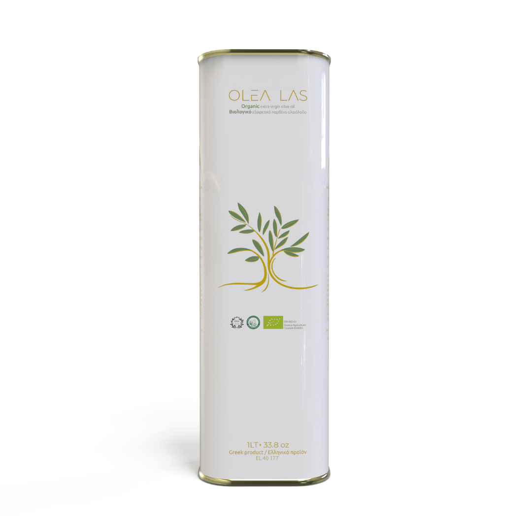 Olea Las – Organic Extra Virgin Olive Oil from Laconia (Koroneiki Monovarietal) – 1000ml Tin - Greek Flavours