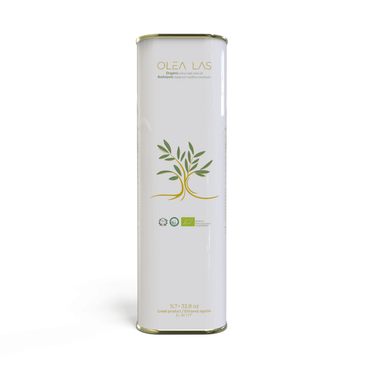 Olea Las – Organic Extra Virgin Olive Oil from Laconia (Koroneiki Monovarietal) – 1000ml Tin - Greek Flavours