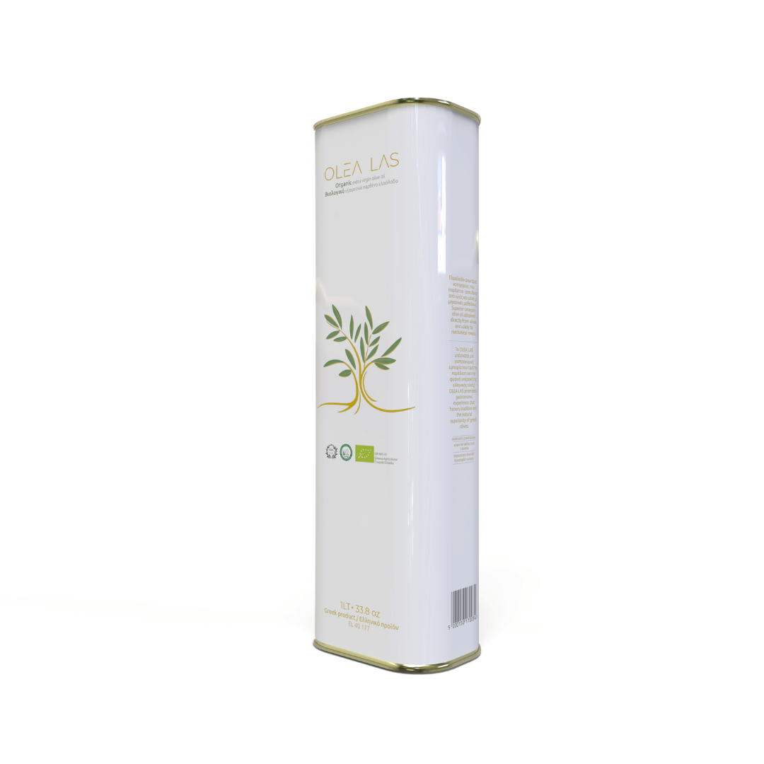Olea Las – Organic Extra Virgin Olive Oil from Laconia (Koroneiki Monovarietal) – 1000ml Tin - Greek Flavours