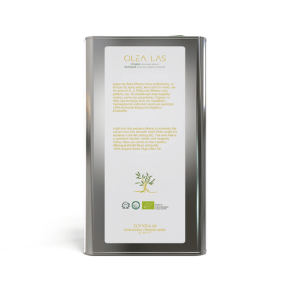 Olea Las Organic Extra Virgin Olive Oil – Koroneiki Monovarietal (3L Tin) - Greek Flavours