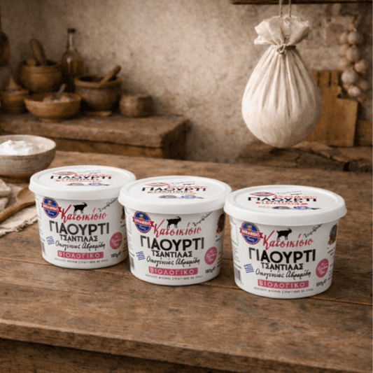Organic Goat “Tsandilas” Strained Greek Yogurt 9% – Creamy, High in Protein (3x180g) - Greek Flavours