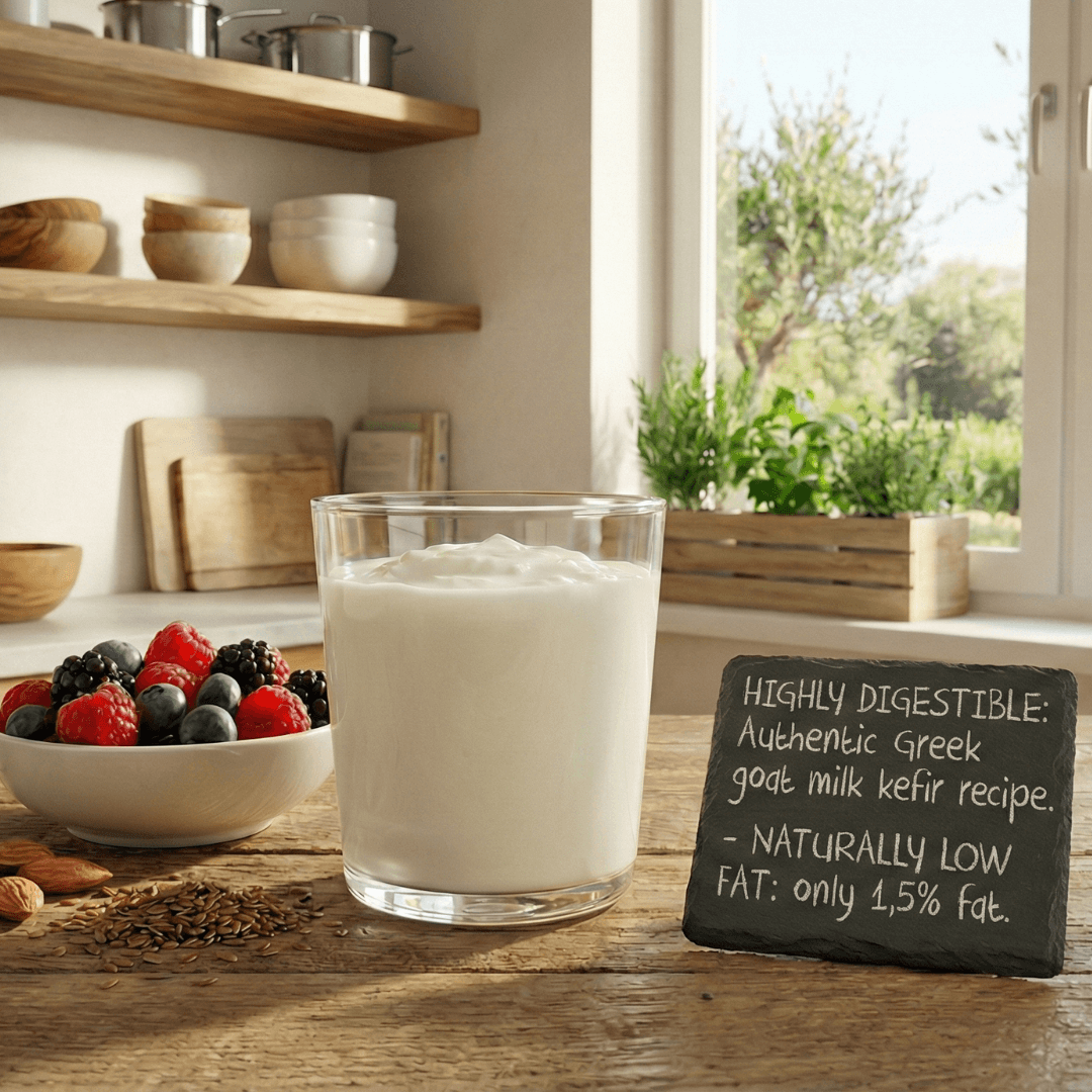 Organic Greek Goat Kefir 1.5% Fat – Naturally Digestible & Light (1L) - Greek Flavours