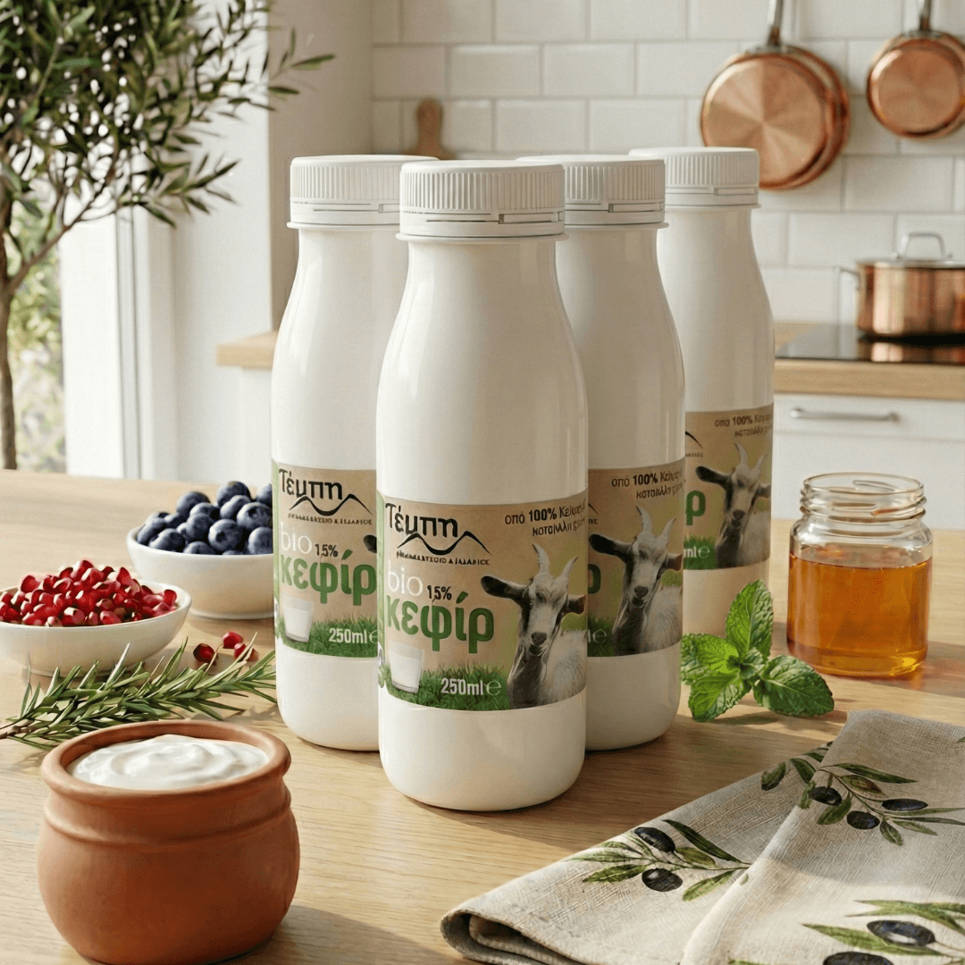Organic Greek Goat Kefir 1.5% – Naturally Digestible & Light (4×250ml) - Greek Flavours