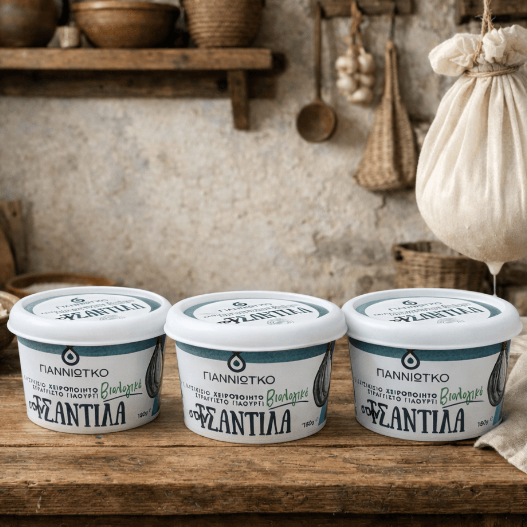 Organic Greek Strained Goat Yogurt “Tsantilas” 9% – Traditional from Epirus, Ultra Creamy & Velvety (3x180g) - Greek Flavours