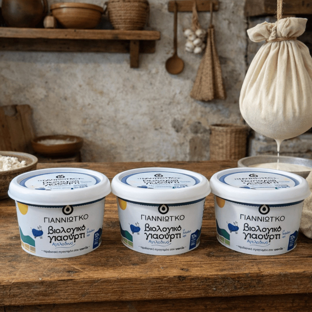 Organic Whole Greek Cow Yogurt “Tsantilas” 10% – Traditionally Hand - Strained, Ultra Creamy & Velvet - Smooth (3x180g) - Greek Flavours