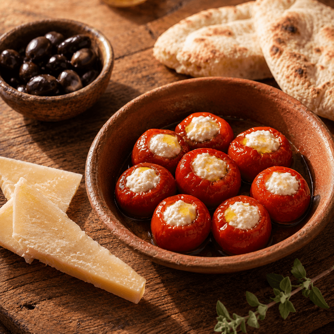 Paltsidis Stuffed Cherry Peppers with Mizithra — A Greek Antipasti Classic (200g) - Greek Flavours