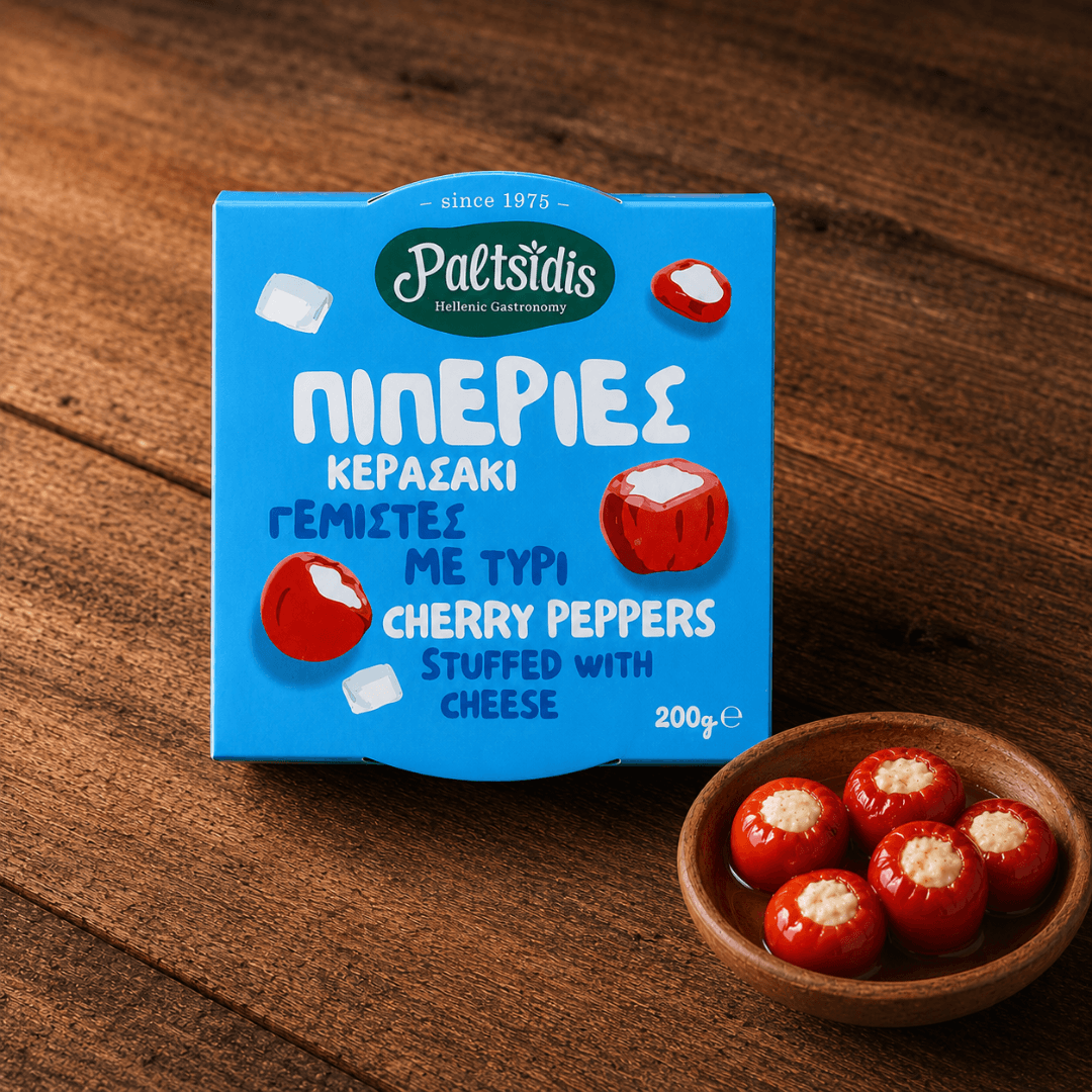 Paltsidis Stuffed Cherry Peppers with Mizithra — A Greek Antipasti Classic (200g) - Greek Flavours