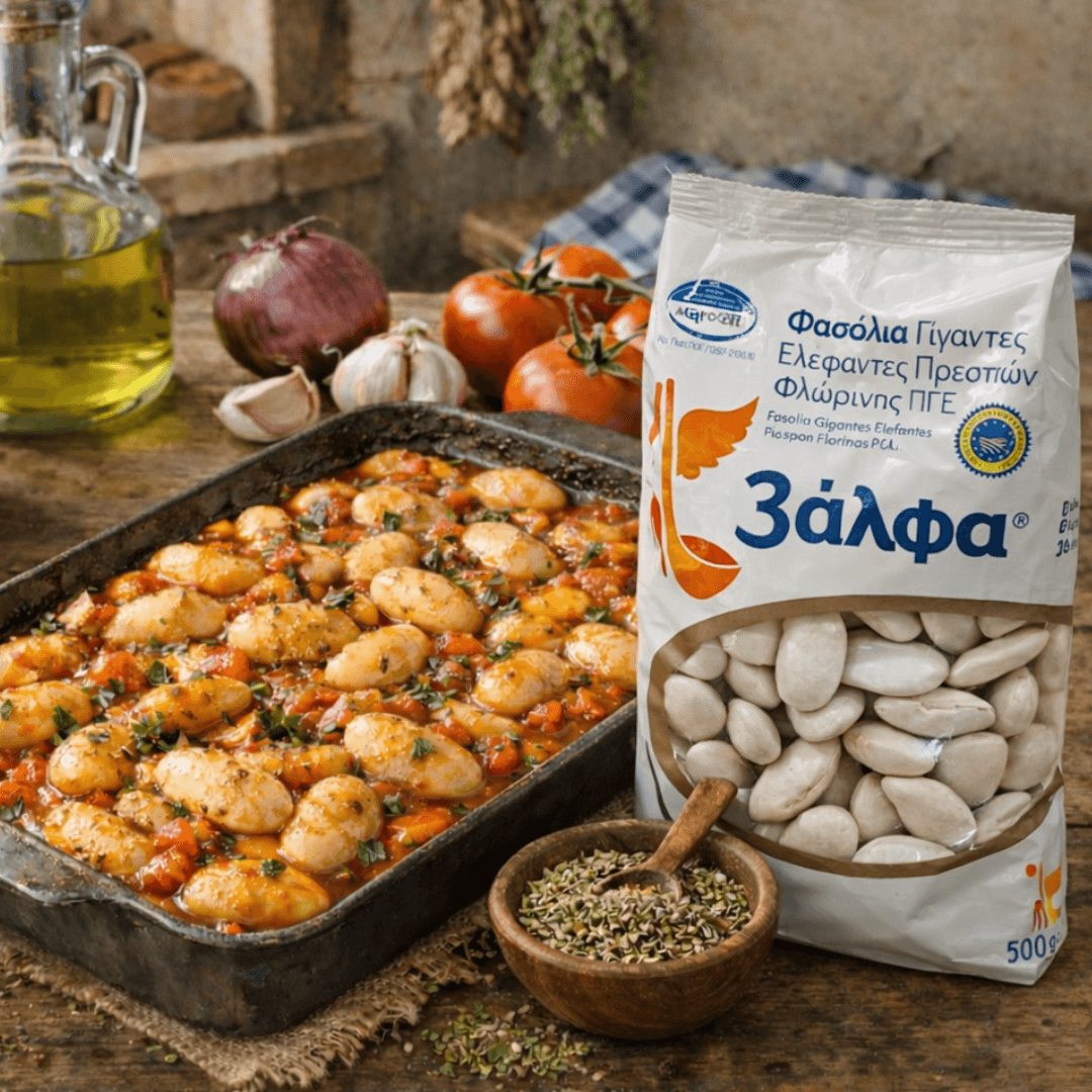 PGI Prespes Greek Gigantes Beans – Premium Large White Beans (500g) - Greek Flavours