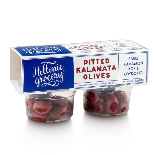 Pitted Kalamata Olives - 4x40g - Hellenic Grocery