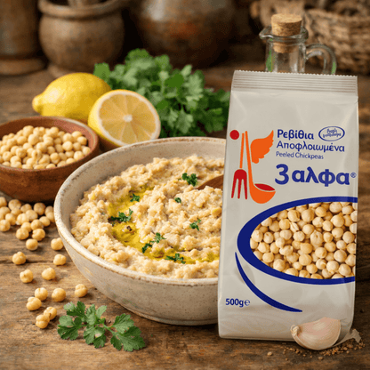 Skinless Greek Chickpeas – Traditional Peeled Chickpeas for Hummus & Soups (500g) - Greek Flavours